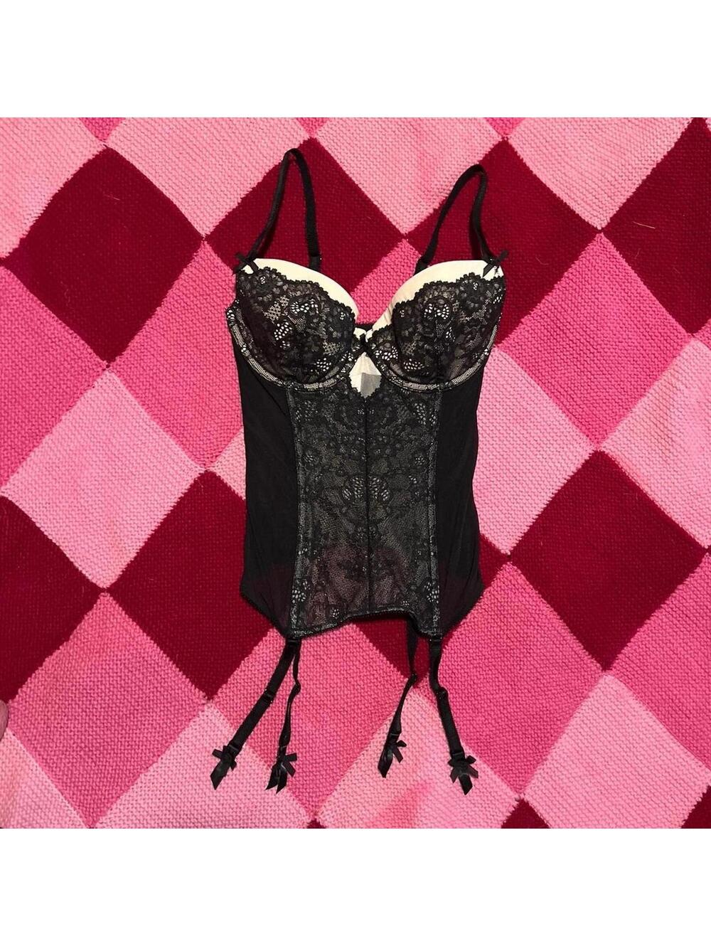 y2k black lace corset bustier top